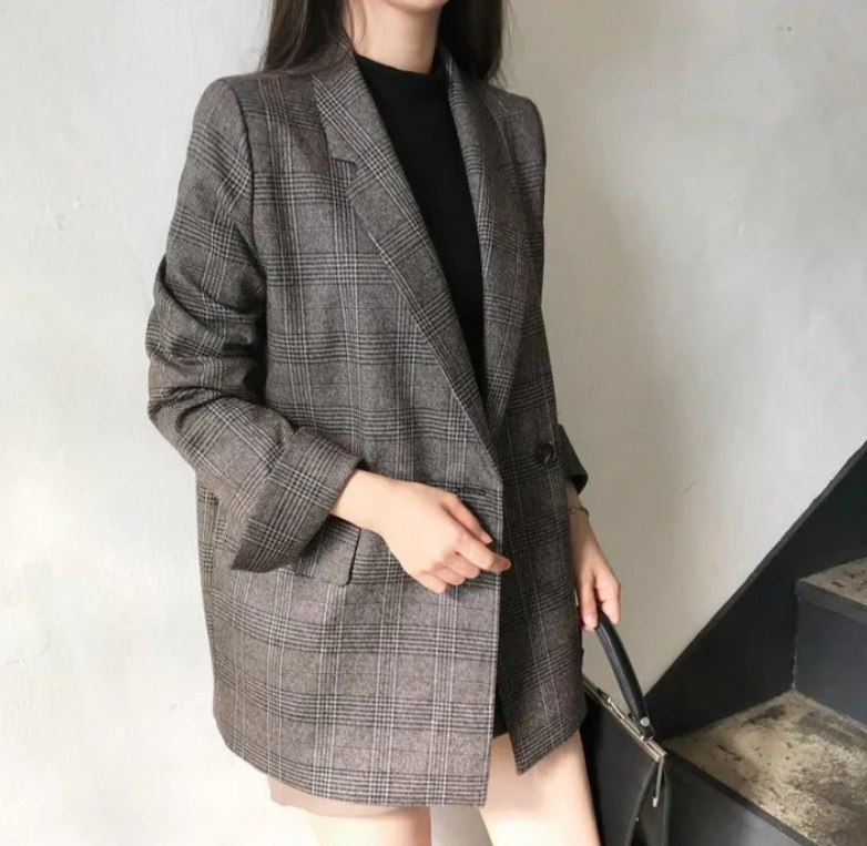 Alyssa | Blazer Oversize à Carreaux avec Élégance Décontractée pour Femmes