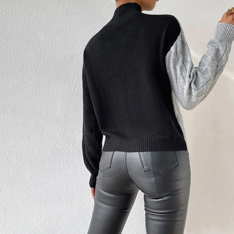 Alyssa | Pull Décontracté en Maille avec Détails Patchwork pour Printemps et Automne