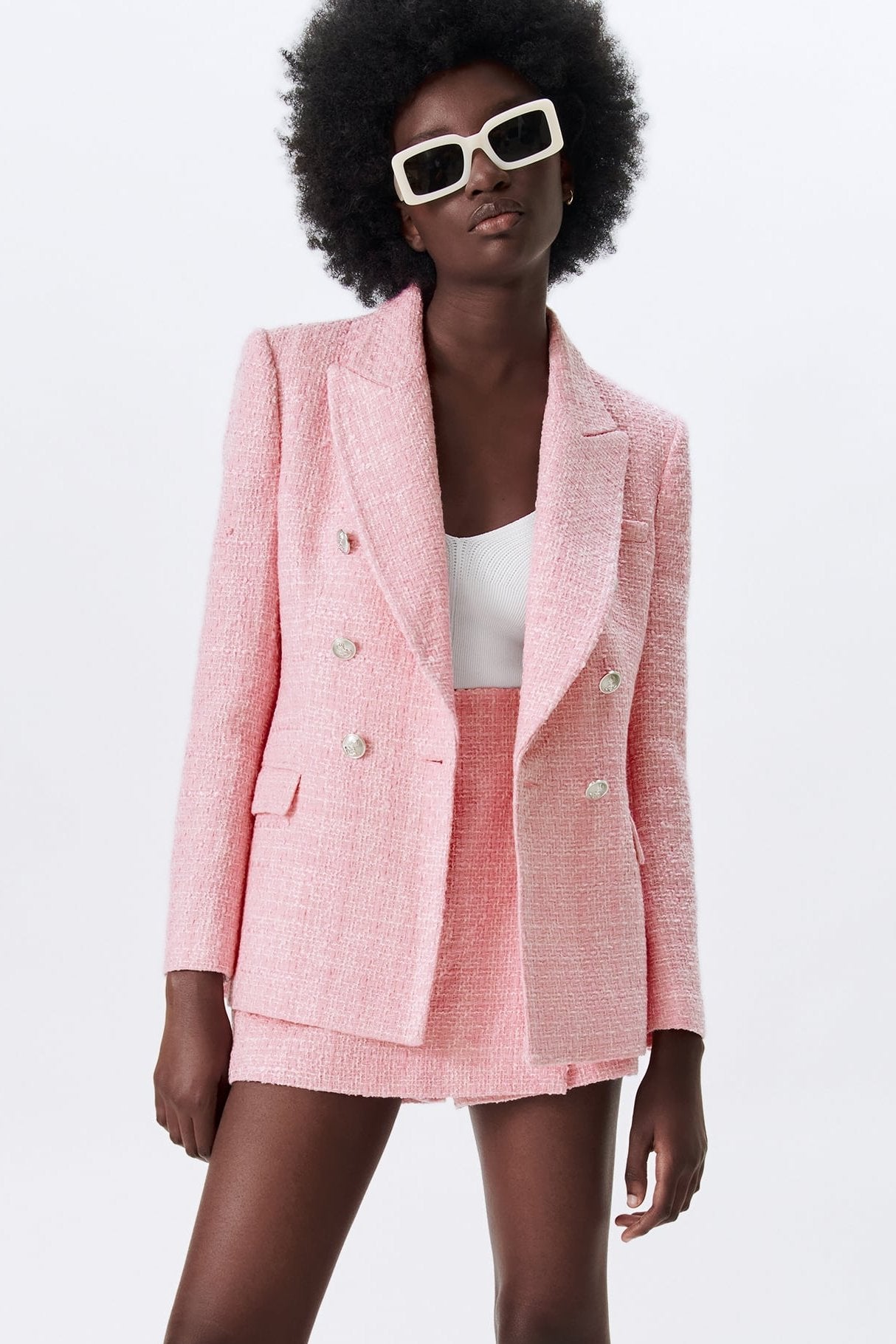 Alyssa | Blazer en Tweed avec Boutons Argentés et Skort pour Femmes