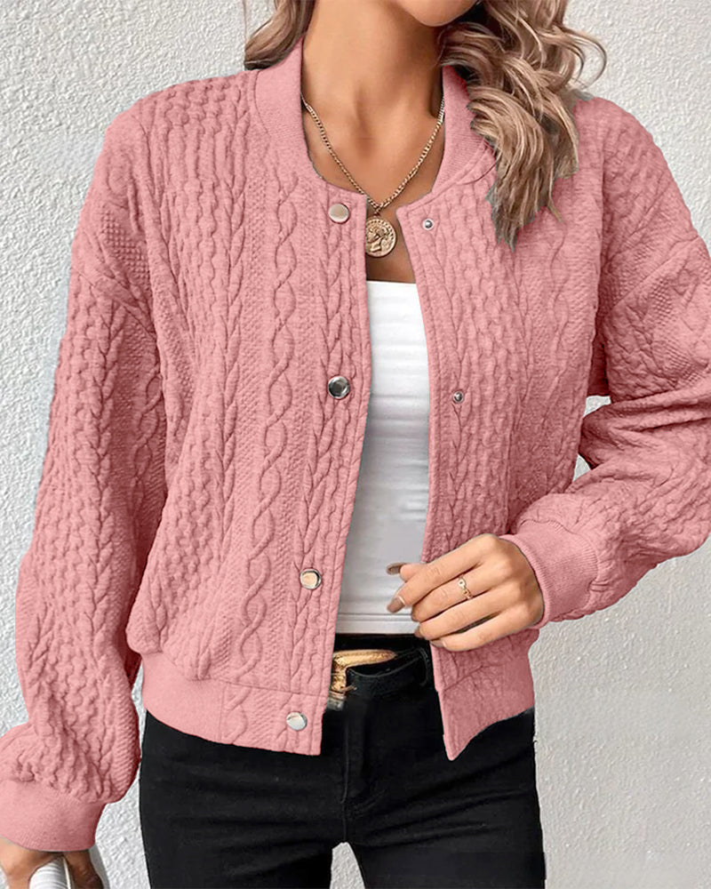 Amélie | Cardigan Boutonné avec Détails en Tricot Torsadé pour Femmes